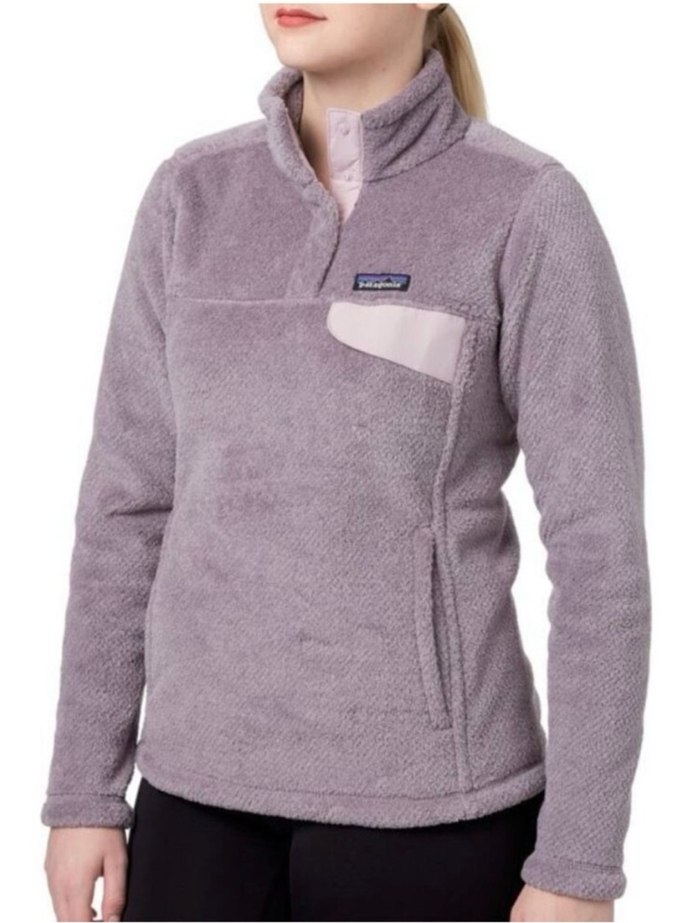 Girls Patagonia Lavender winter Fleece Quarter-Snap Pullover